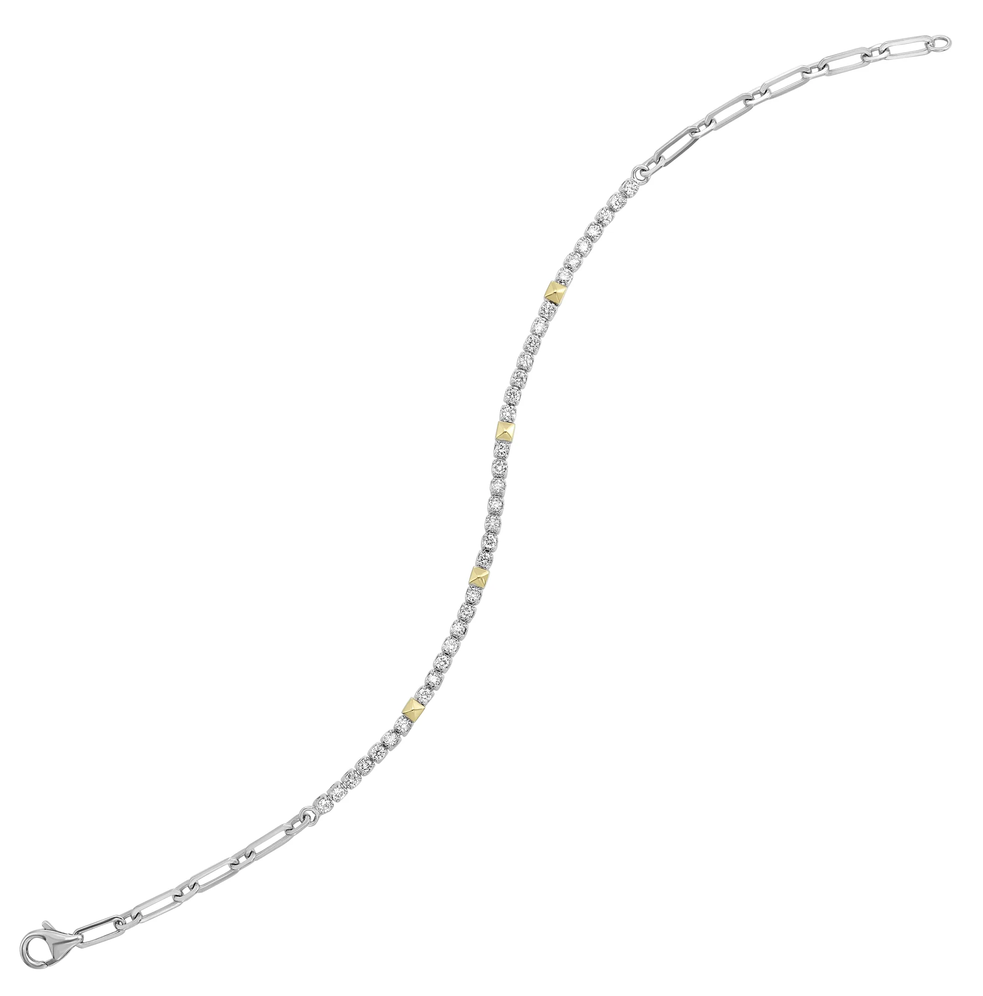 14Kt White Yellow Gold Diamond 3/4Ctw Bracelet view 2