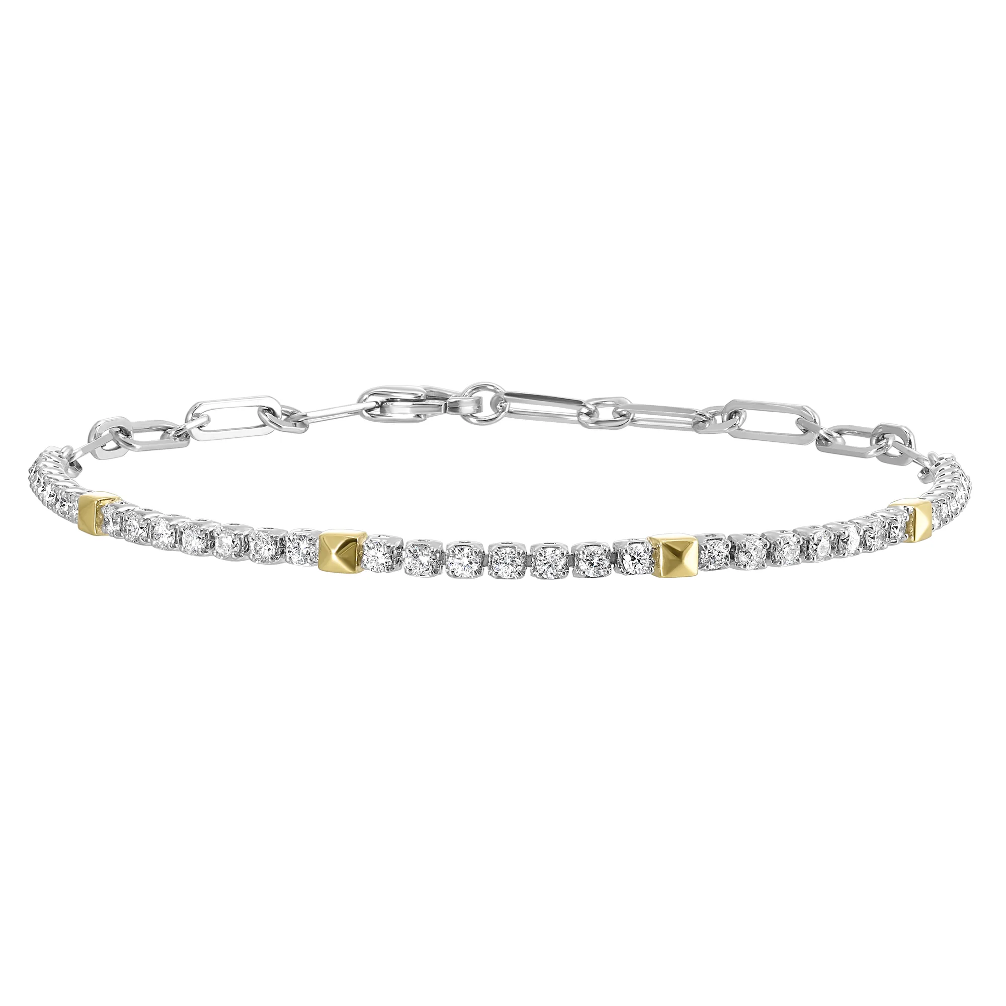 14Kt White Yellow Gold Diamond 3/4Ctw Bracelet view 3