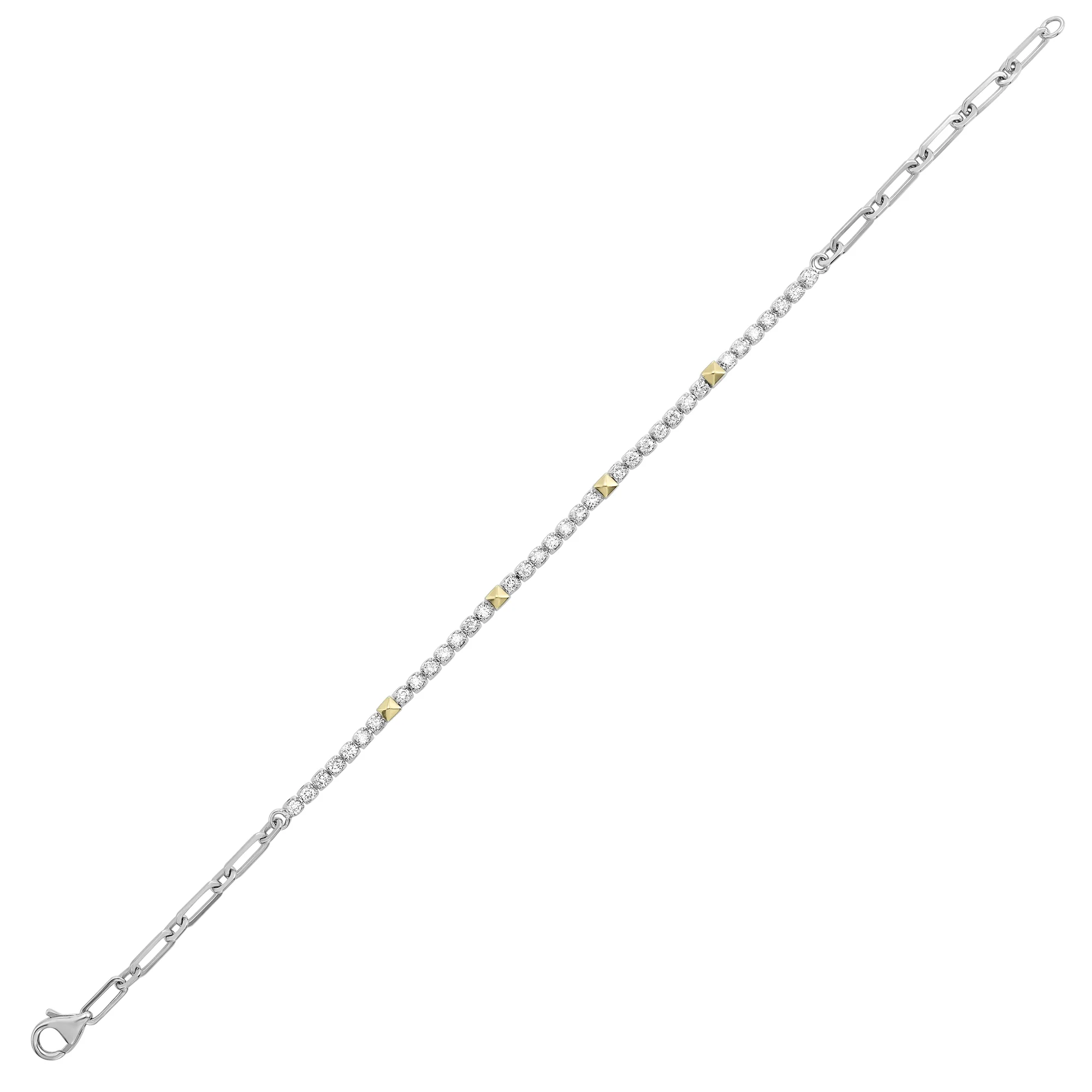 14Kt White Yellow Gold Diamond 3/4Ctw Bracelet