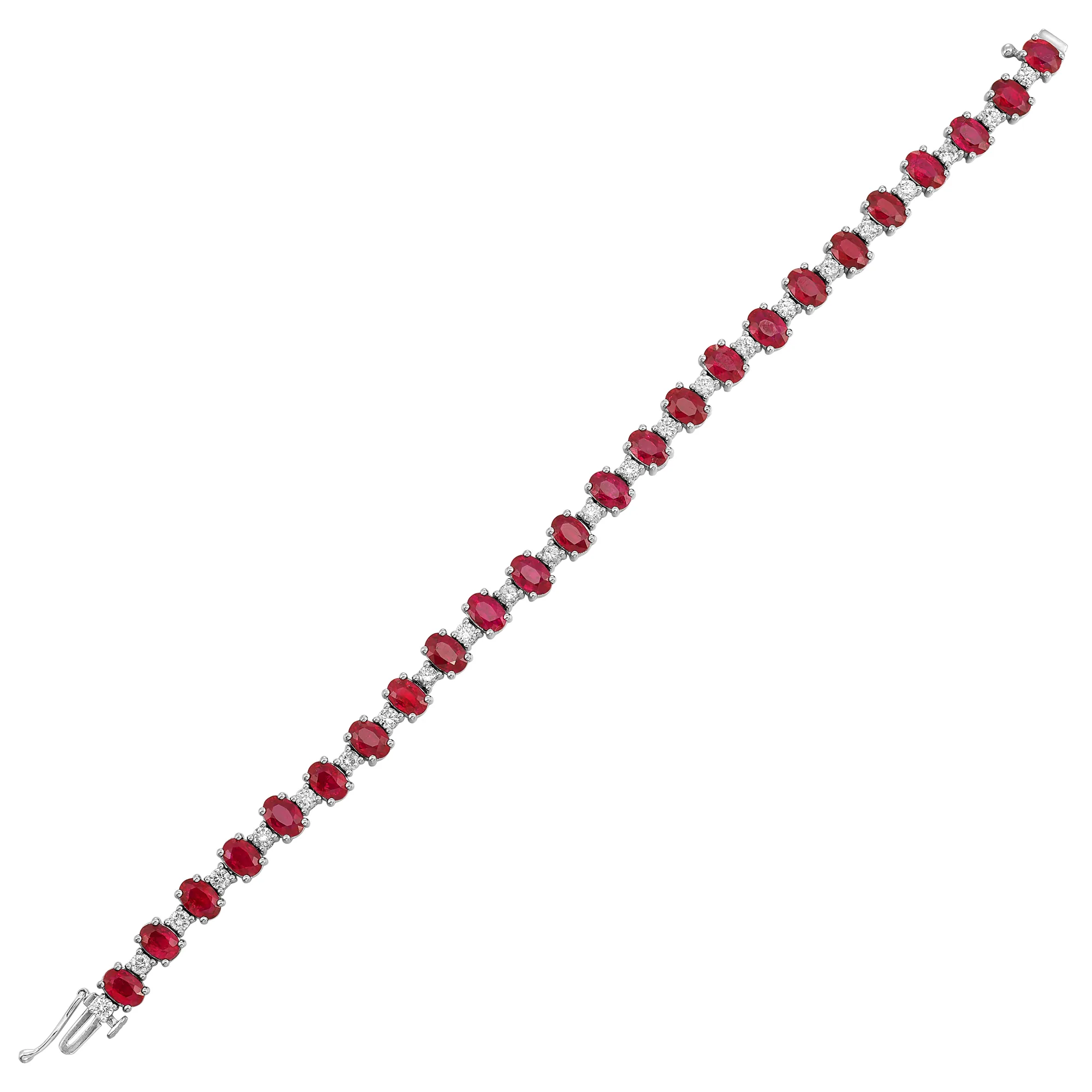 14Kt White Gold Diamond 1 5/8Ctw & Ruby 13 1/3Ctw Bracelet