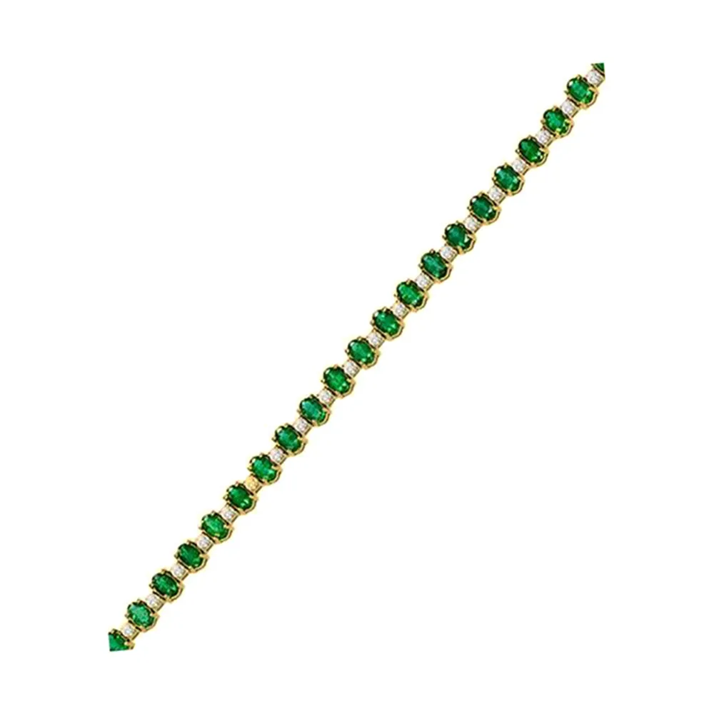 14Kt Yellow Gold Diamond 1 5/8Ctw & Emerald 9 1/6Ctw Bracelet view 2