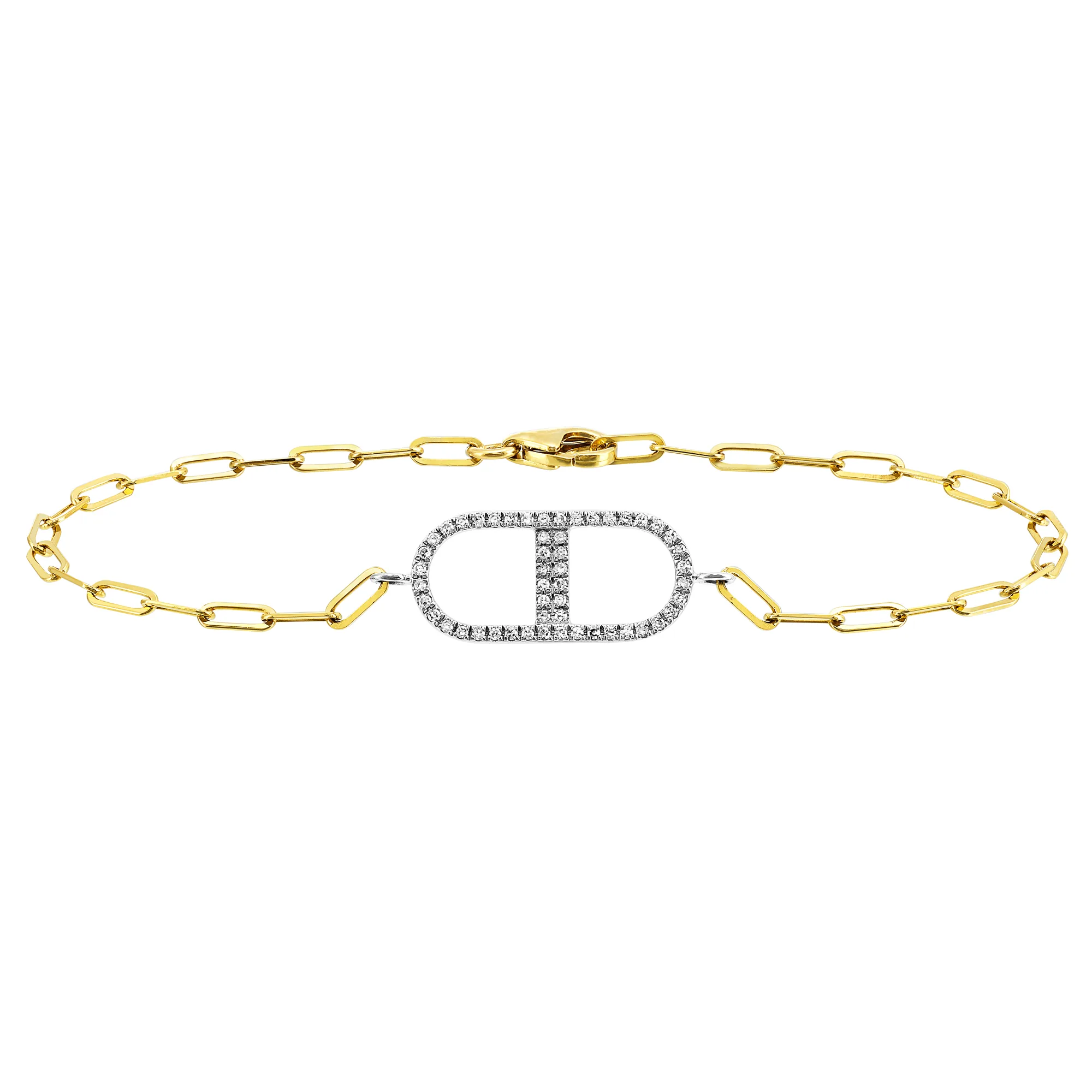 14Kt White Yellow Gold Diamond 1/7Ctw Bracelet