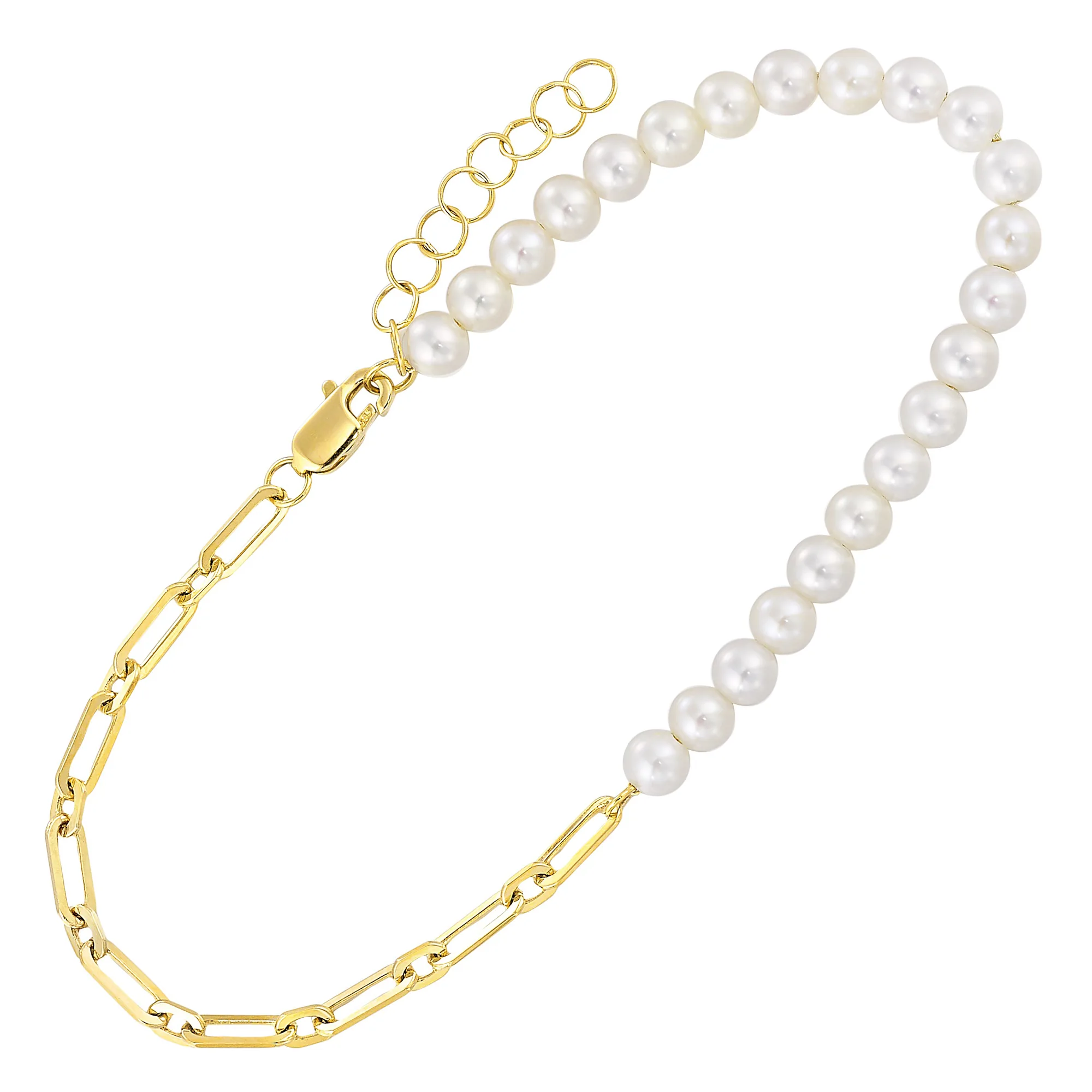14Kt Yellow Gold Pearl Bracelet view 2