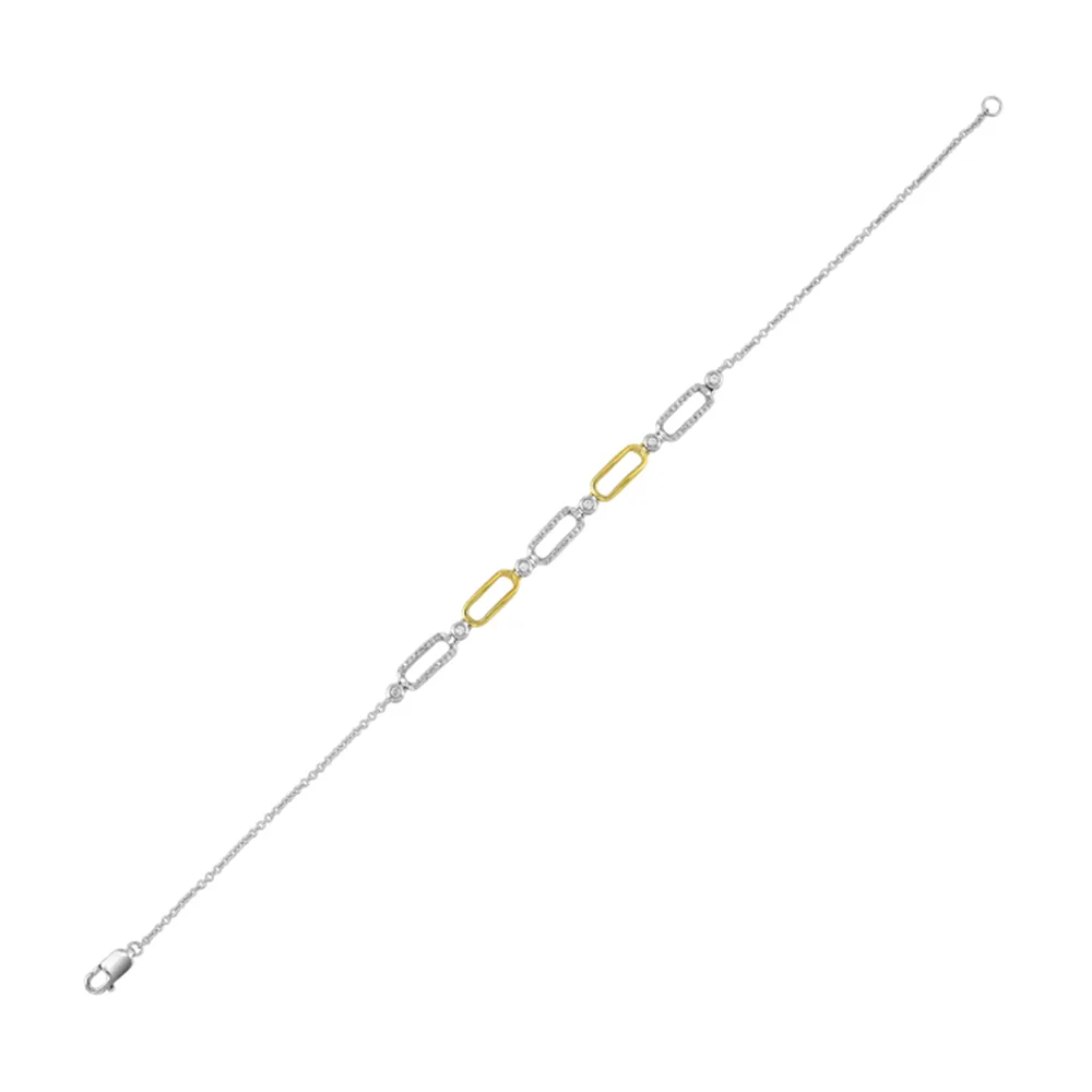 Silver White Yellow Diamond 1/8Ctw Bracelet