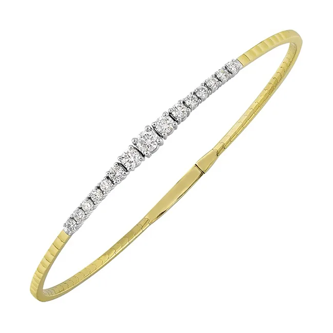 14Kt White Yellow Gold Diamond 1Ctw Bangle