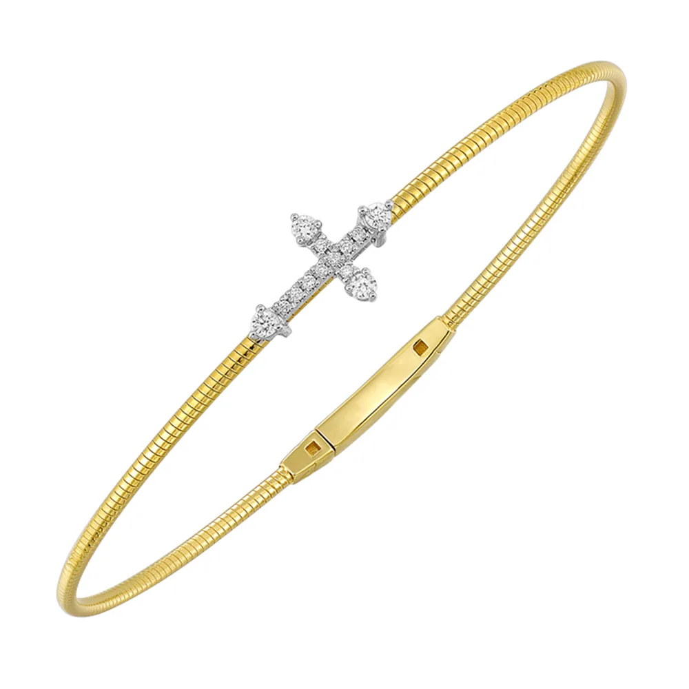 14Kt White Yellow Gold Diamond 1/6Ctw Bangle