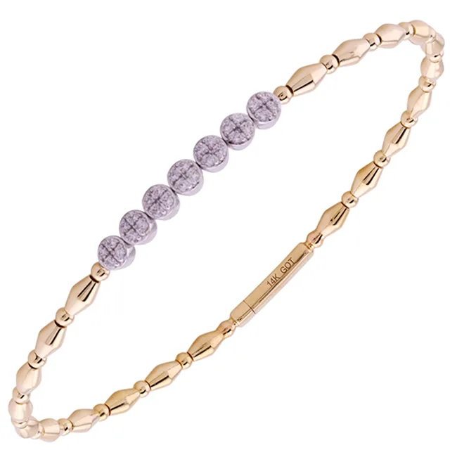 14Kt White Yellow Gold Diamond 1/5Ctw Bangle