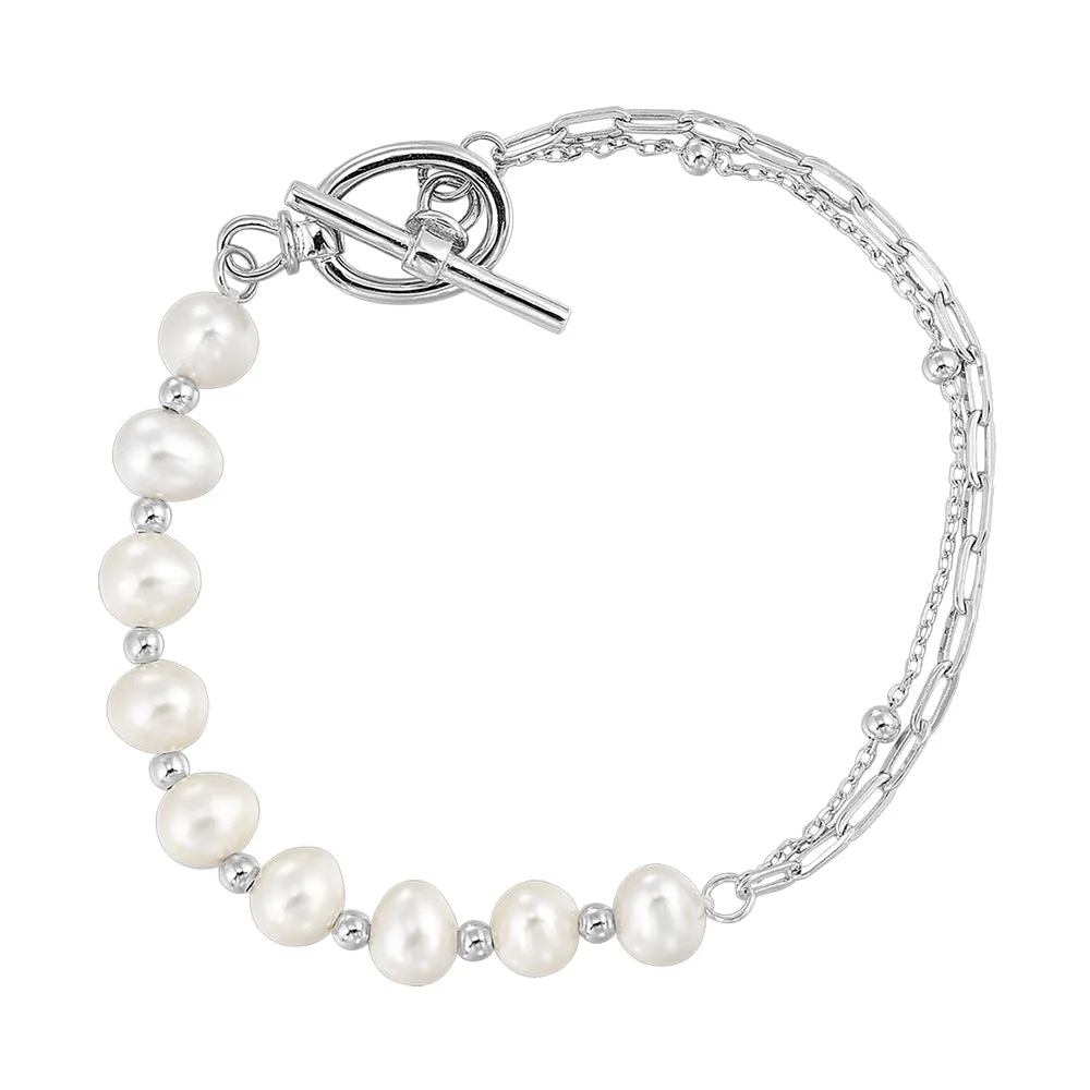 Silver White Pearl Bracelet