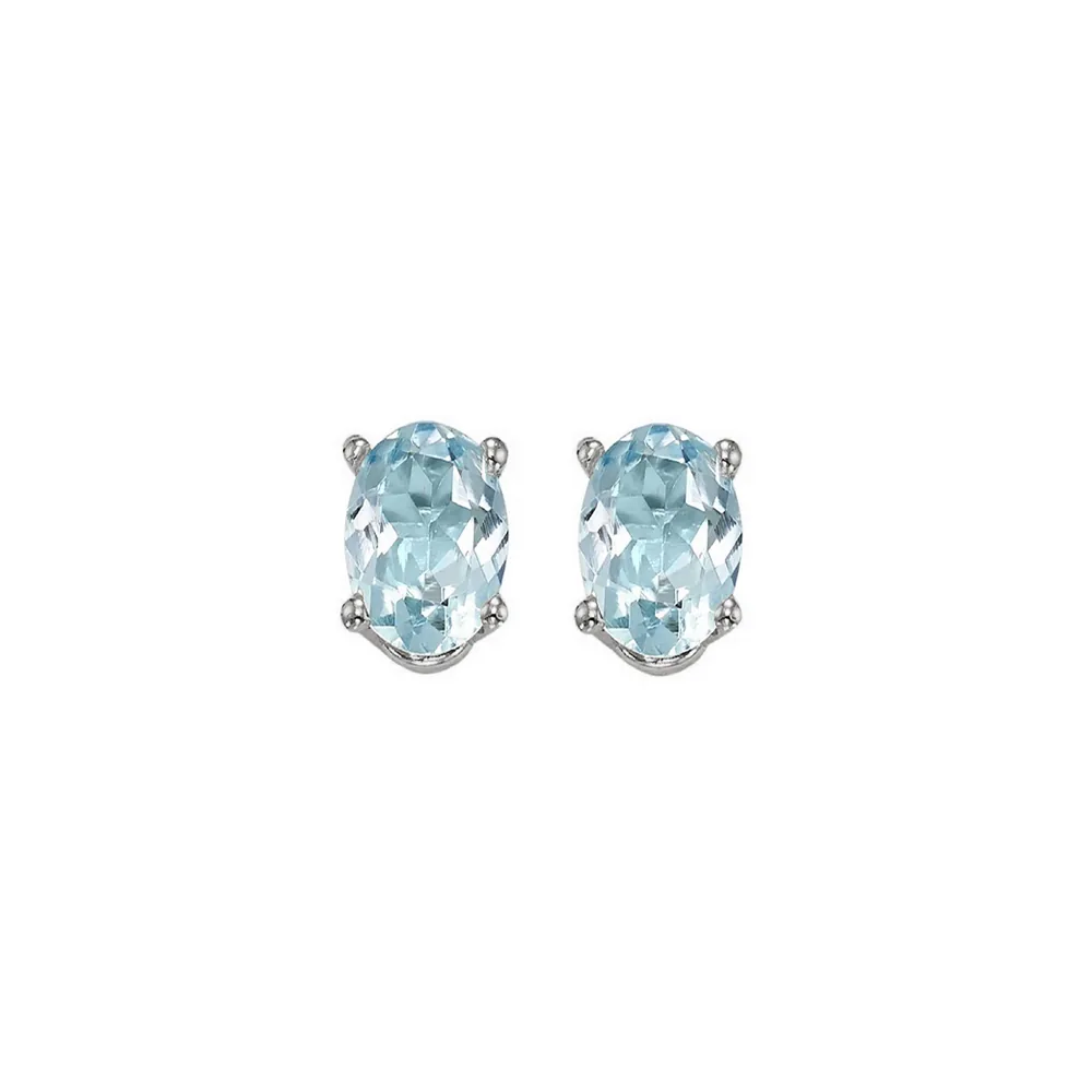14Kt White Gold Aquamarine 1Ctw Earring view 2