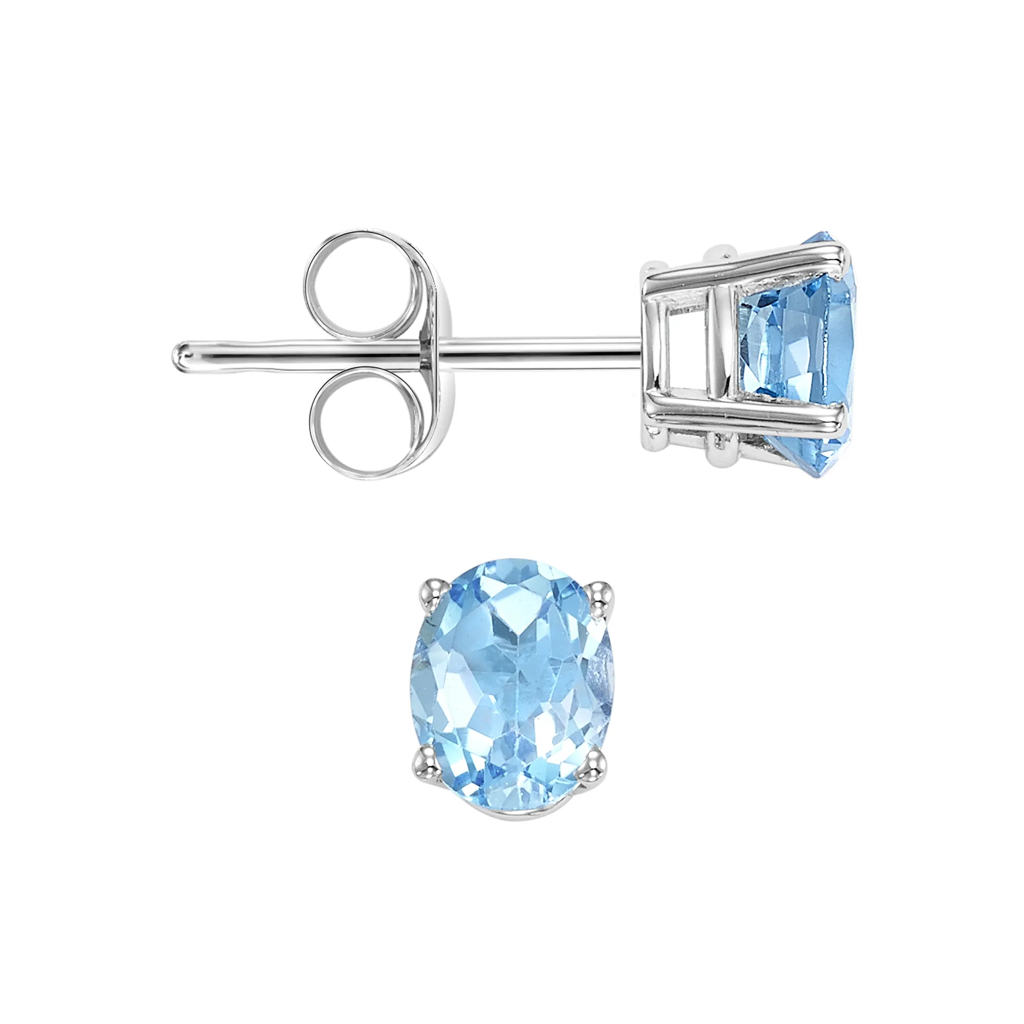 14Kt White Gold Blue Topaz 1Ctw Earring