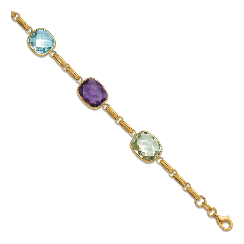 14Kt Yellow Gold Multi-Color Gemstone Bracelet