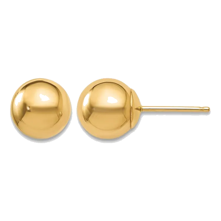 14Kt Yellow Gold 7mm Ball Earring