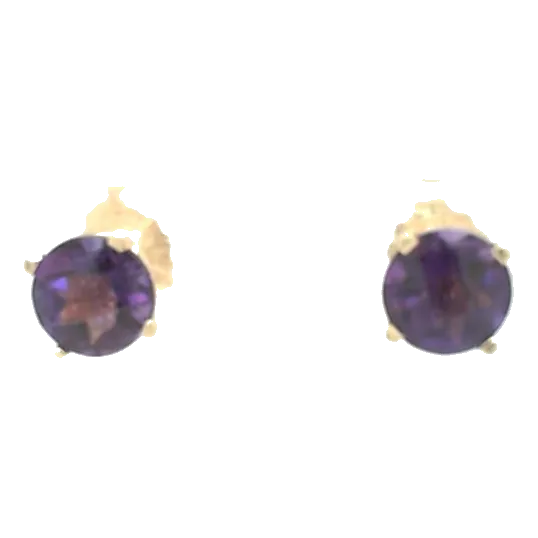 14Kt Yellow Gold Amethyst 1 1/2Ctw Stud Earring