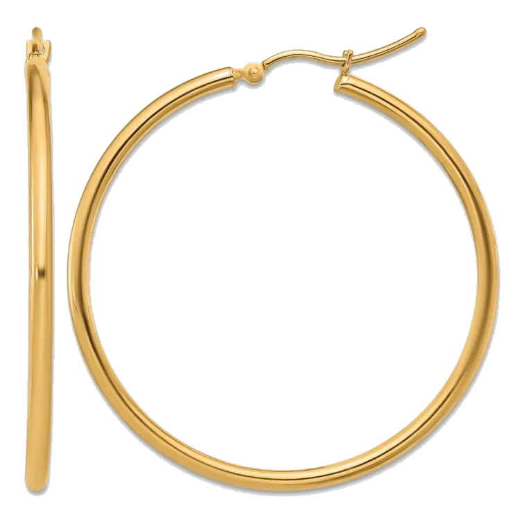 14Kt Yellow Gold 2X40 Large Hoop Earring