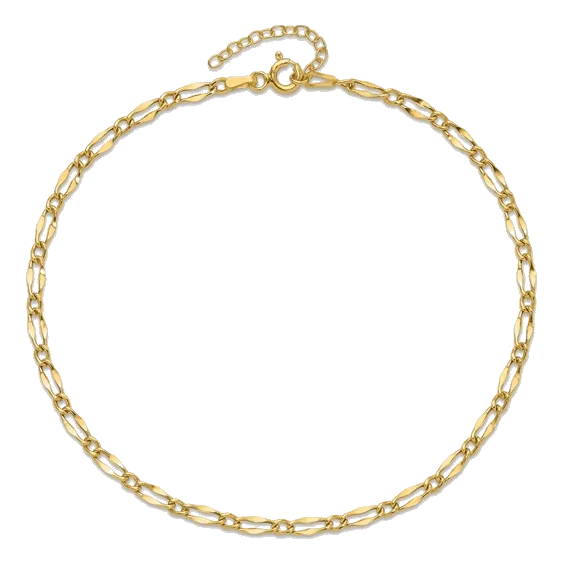14Kt Yellow Gold Fancy Link Anklet