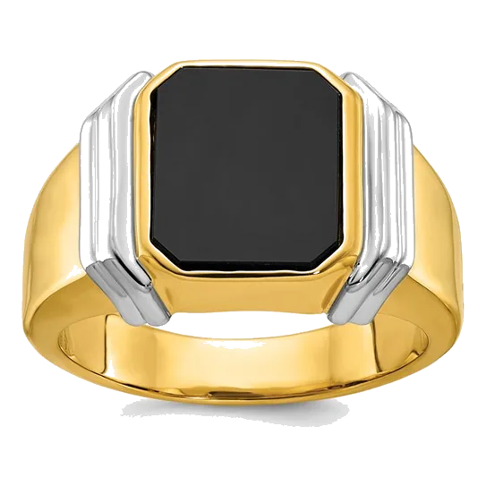 14Kt Two-Tone Fashion Onyx Ring