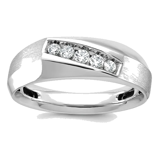 14Kt White Gold Diamond 1/4Ctw Polished/Satin 5 Stone Fashion Ring