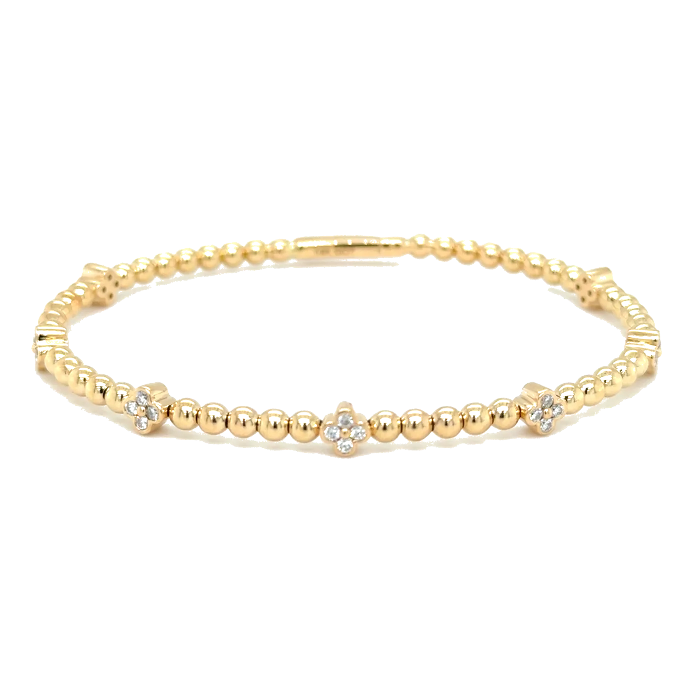 14Kt Yellow Gold Diamond 3/8Ctw Flex Clover Bangle Bracelet