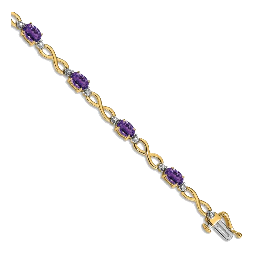 14k Amethyst and Diamond Infinity Bracelet