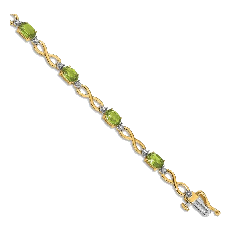 14k Peridot and Diamond Infinity Bracelet