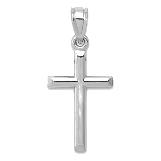 14Kt White Gold Small Polished Cross Pendant