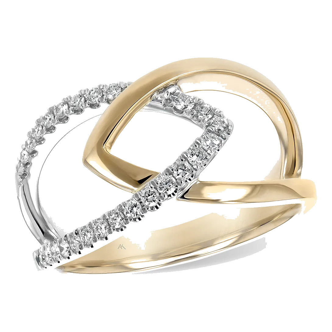 14Kt Two-Tone Diamond 1/5Ctw Geometric Fashion Ring
