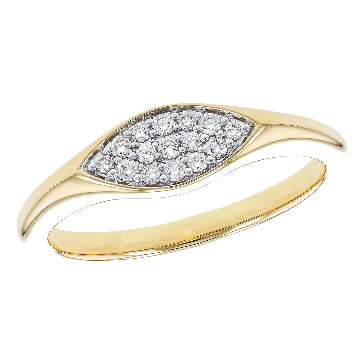14Kt Two-Tone Diamond 1/8Ctw Marquise Cluster Fashion Ring