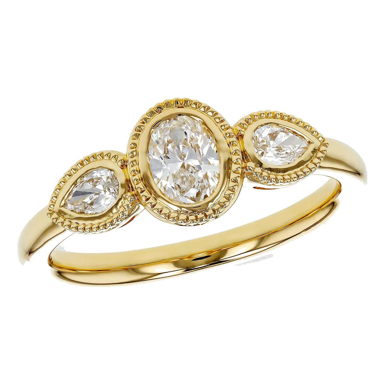 14Kt Yellow Gold Diamond 5/8Ctw 3-Stone Wedding Band
