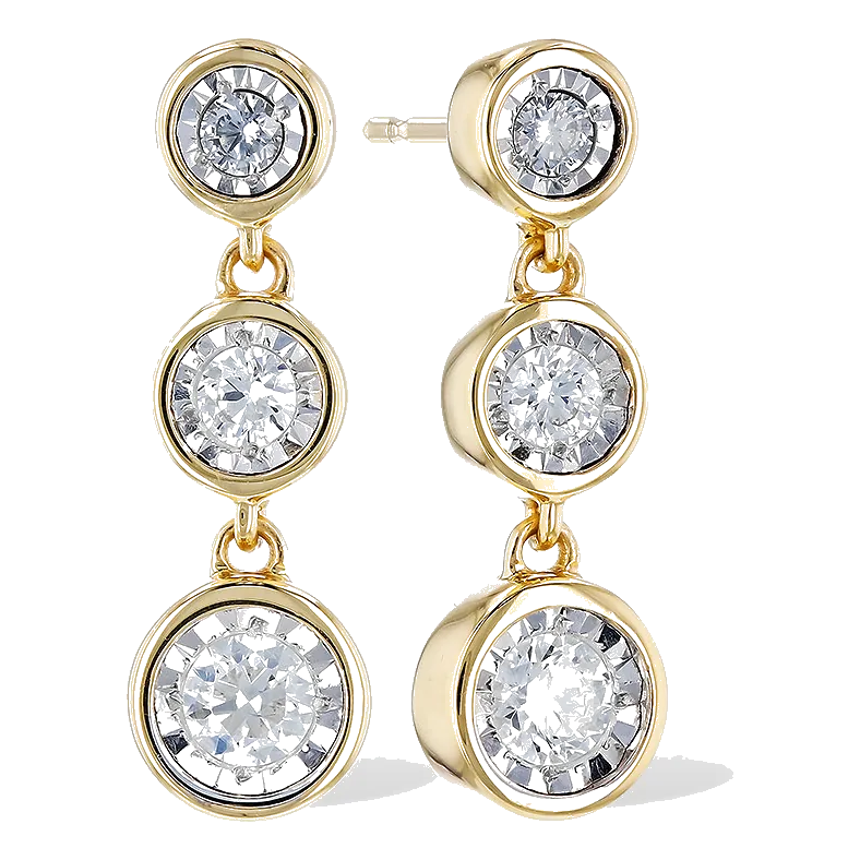 14Kt Two-Tone Diamond 1/5Ctw Drop Earring