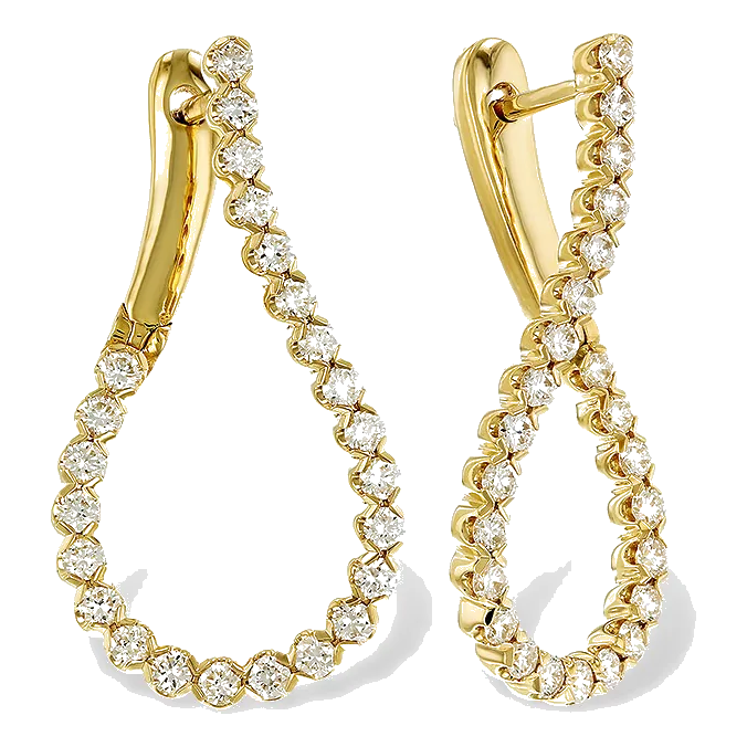 14Kt Yellow Gold Diamond 1Ctw Twisted Hoop Earring