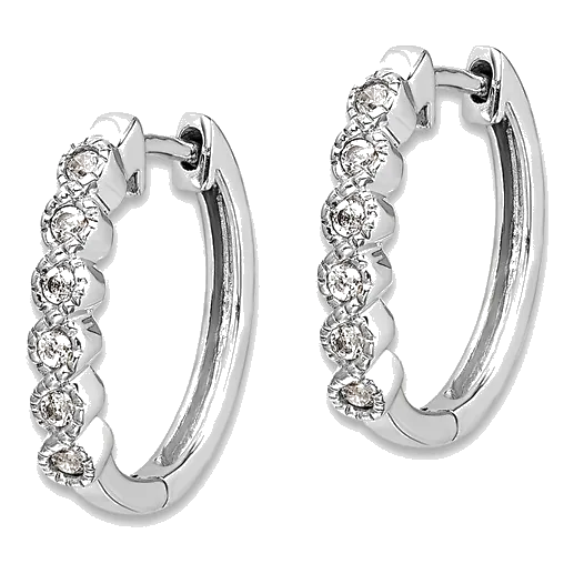14Kt White Gold Small Hoop Earring