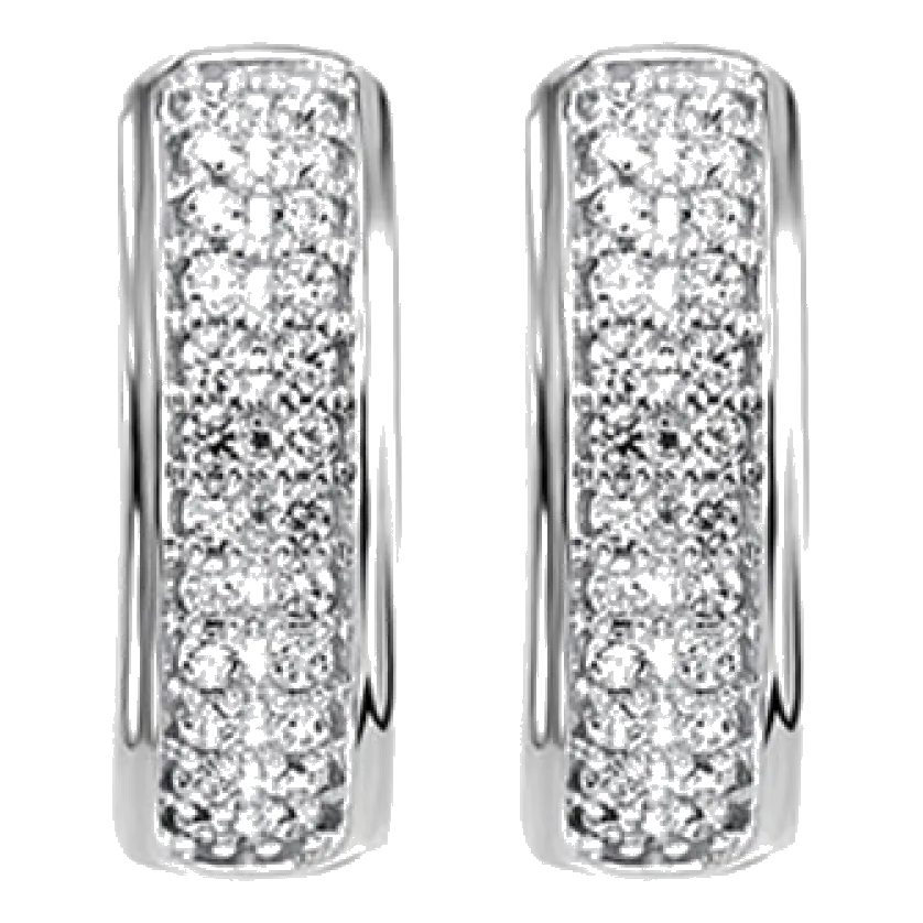 10Kt White Gold Diamond 1/4Ctw Small Hoop Earring