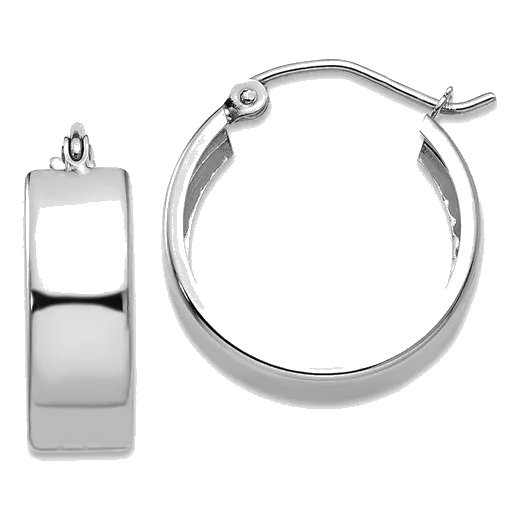 14Kt White Gold Wide Hoop Earring