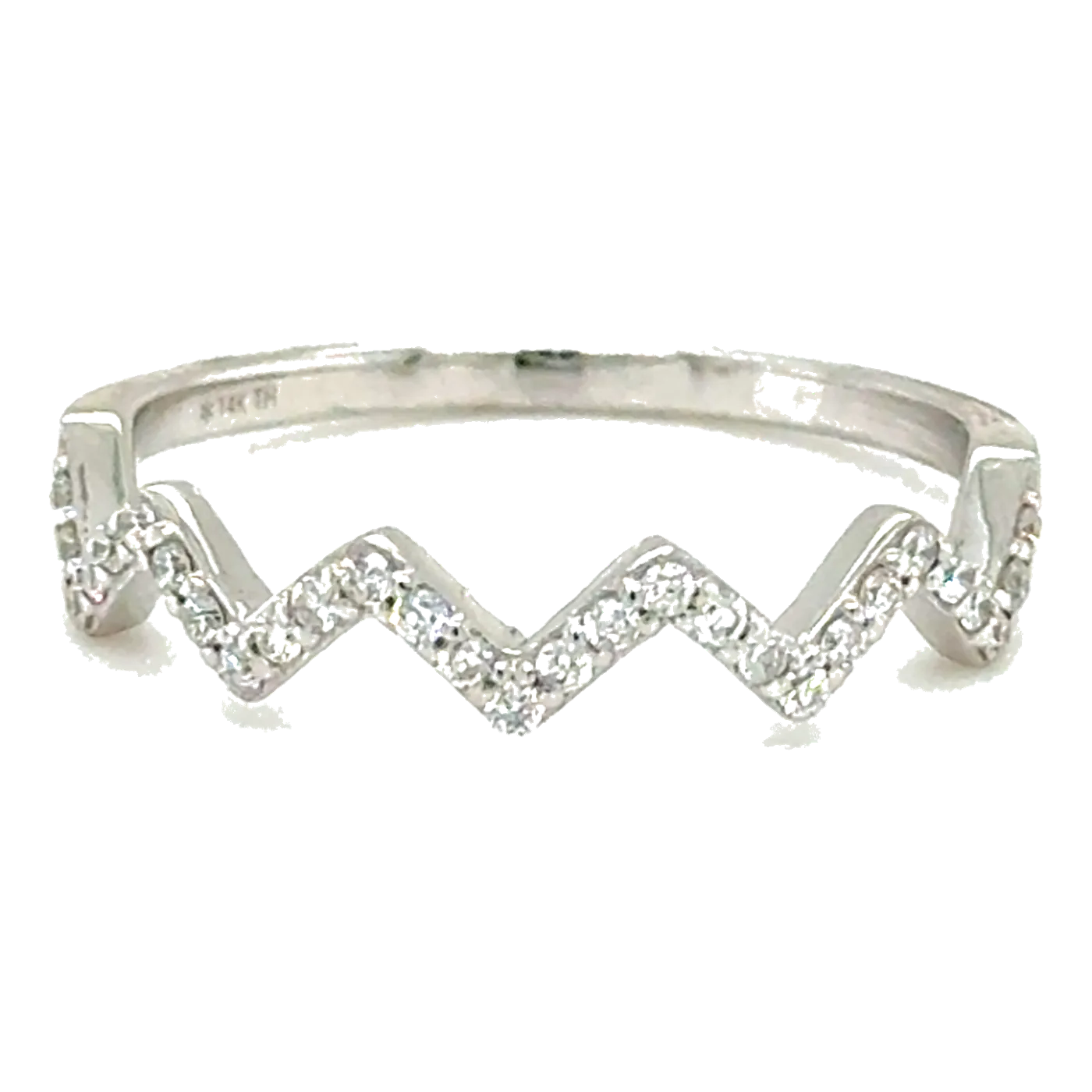 14Kt White Gold Diamond 1/6Ctw Zigzag Wedding Band