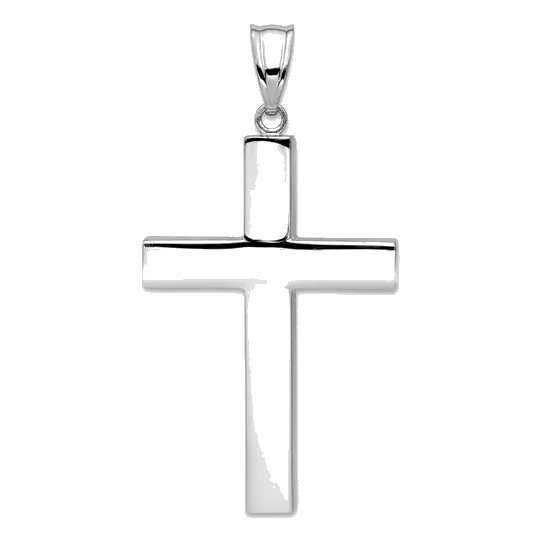 14Kt White Gold Polished Cross Pendant
