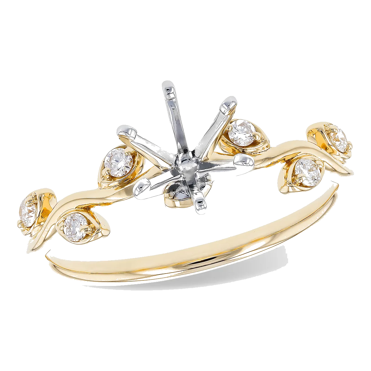 14Kt Yellow Gold Diamond 1/8Ctw Engagement Ring