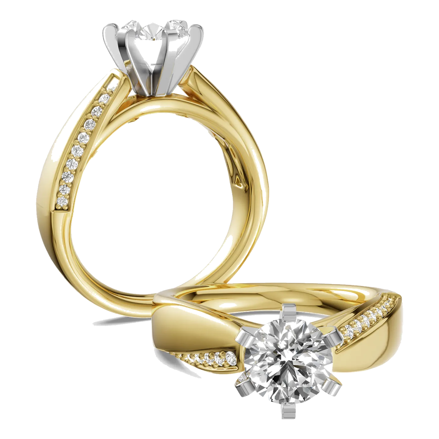 14Kt Yellow Gold Diamond 1/8Ctw Tiffany Engagement Ring