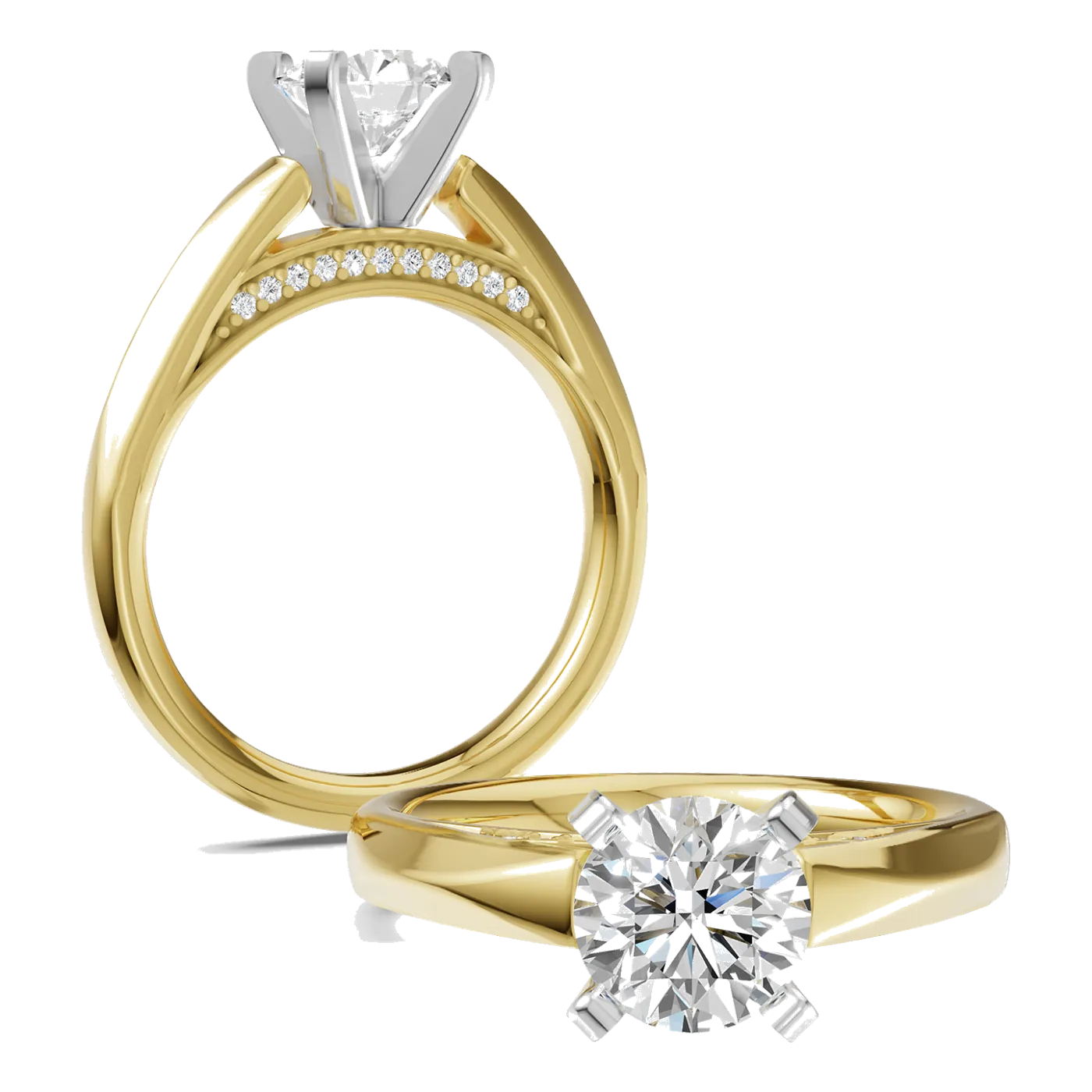 14Kt Yellow Gold Diamond 1/12Ctw Tiffany Engagement Ring view 2