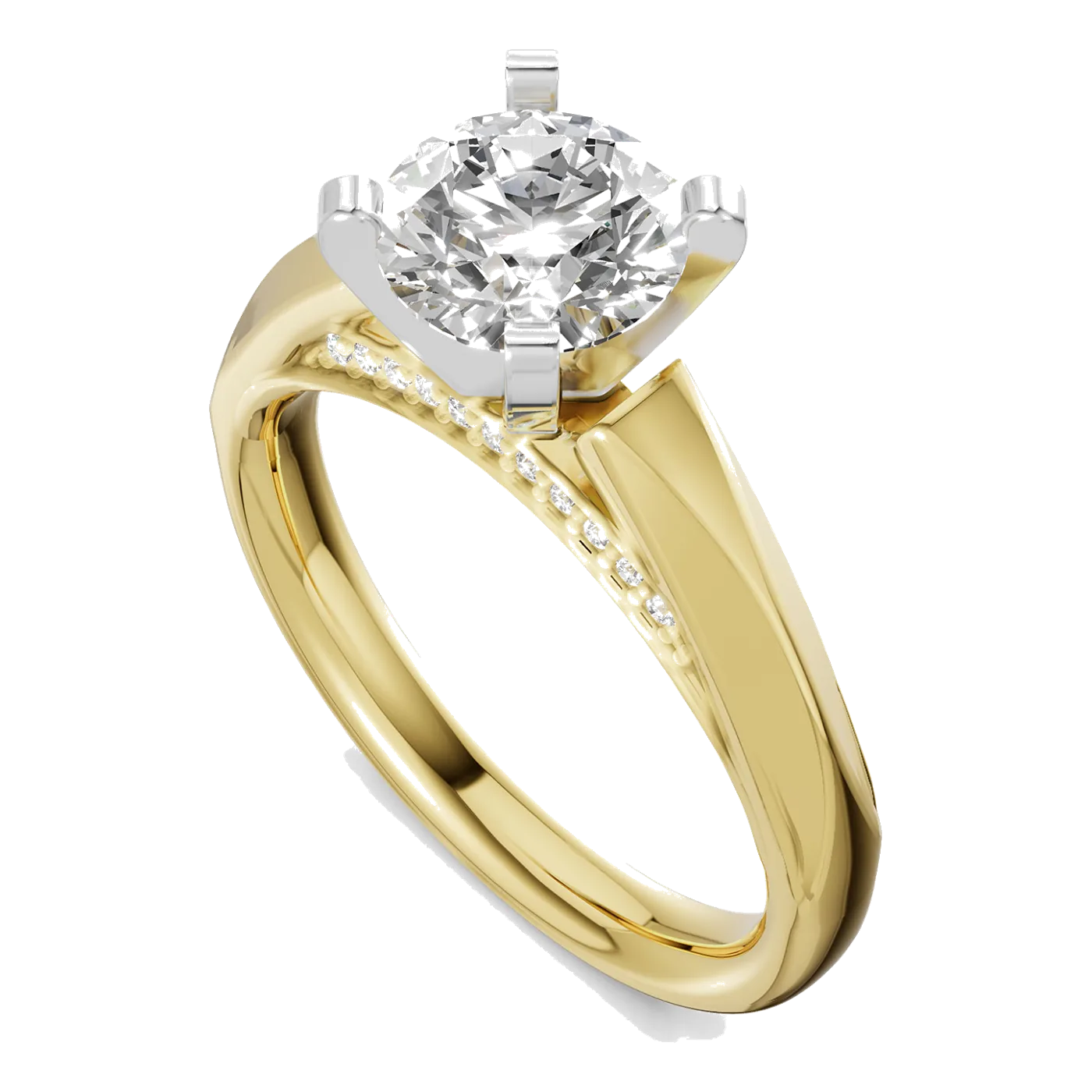 14Kt Yellow Gold Diamond 1/12Ctw Tiffany Engagement Ring