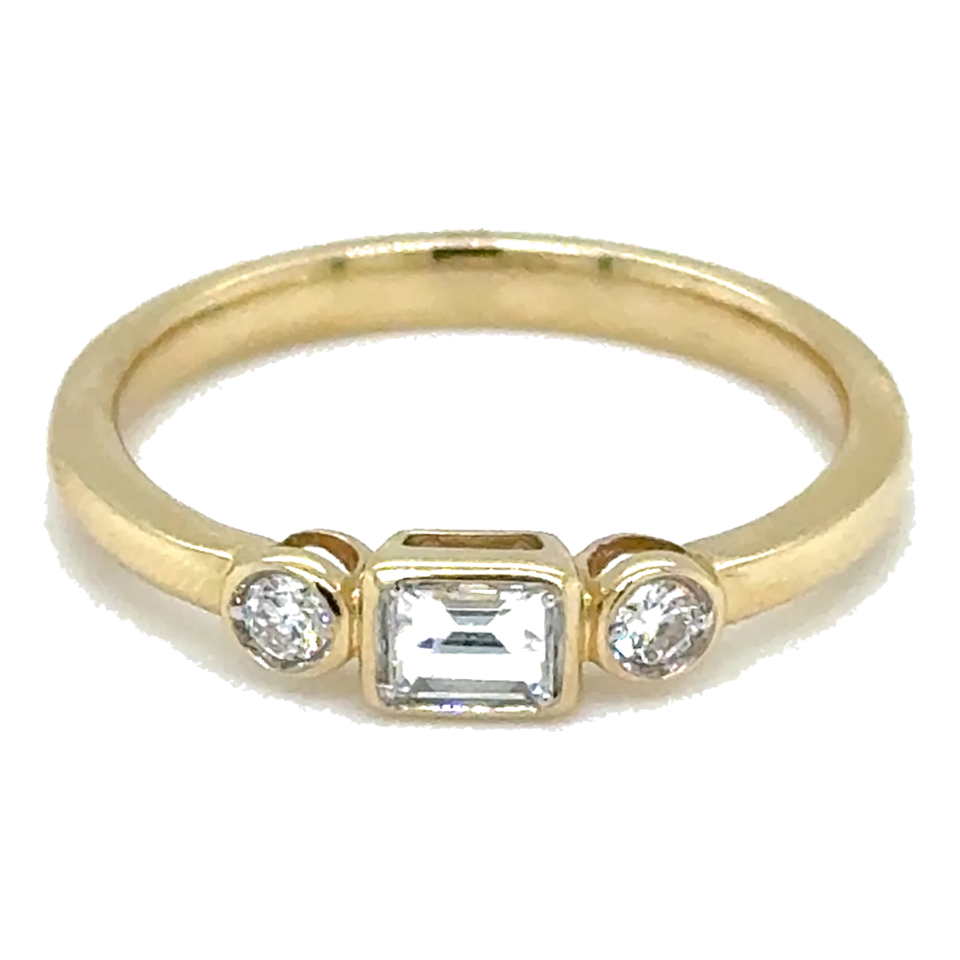 14Kt Yellow Gold Diamond 1/4Ctw 3 Stone Fashion Wedding Band