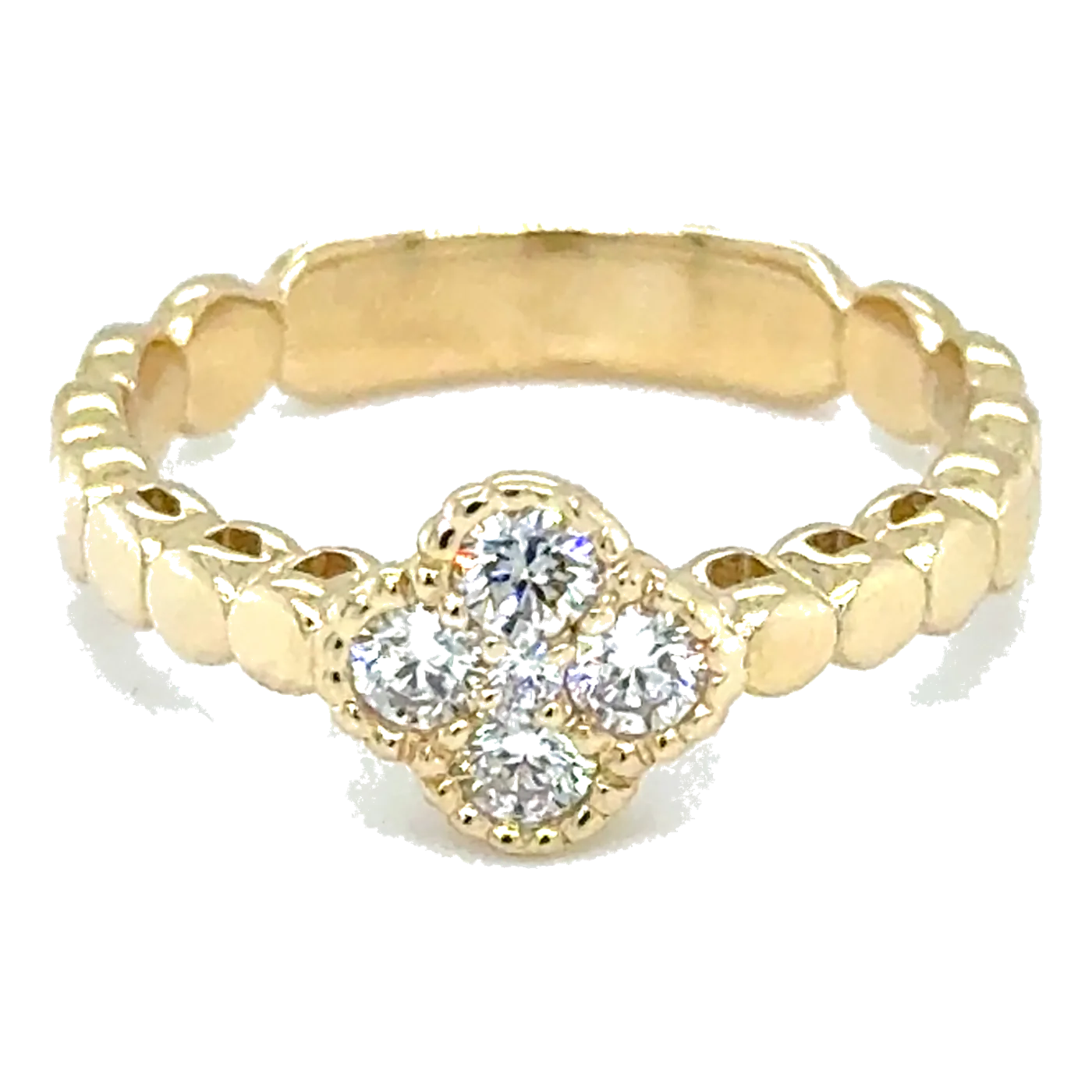 14Kt Yellow Gold Diamond 1/3Ctw Clover Fashion Wedding Band
