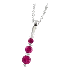 14Kt White Gold Diamond 1/20Ctw & Ruby 1/2Ctw Pendant