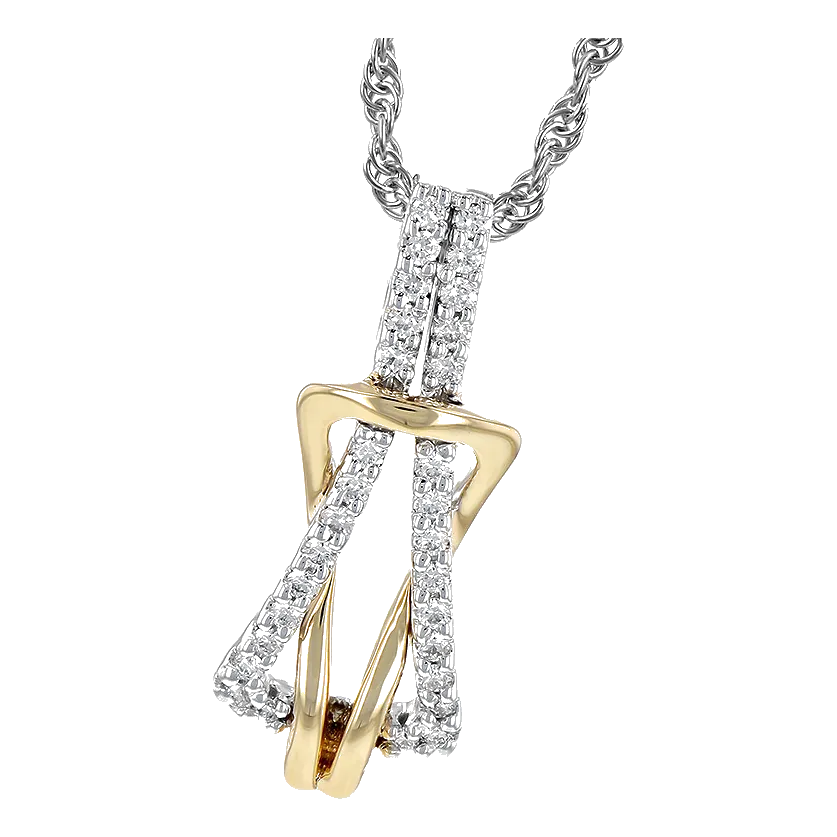 14Kt Two-Tone Diamond 1/6Ctw Pendant