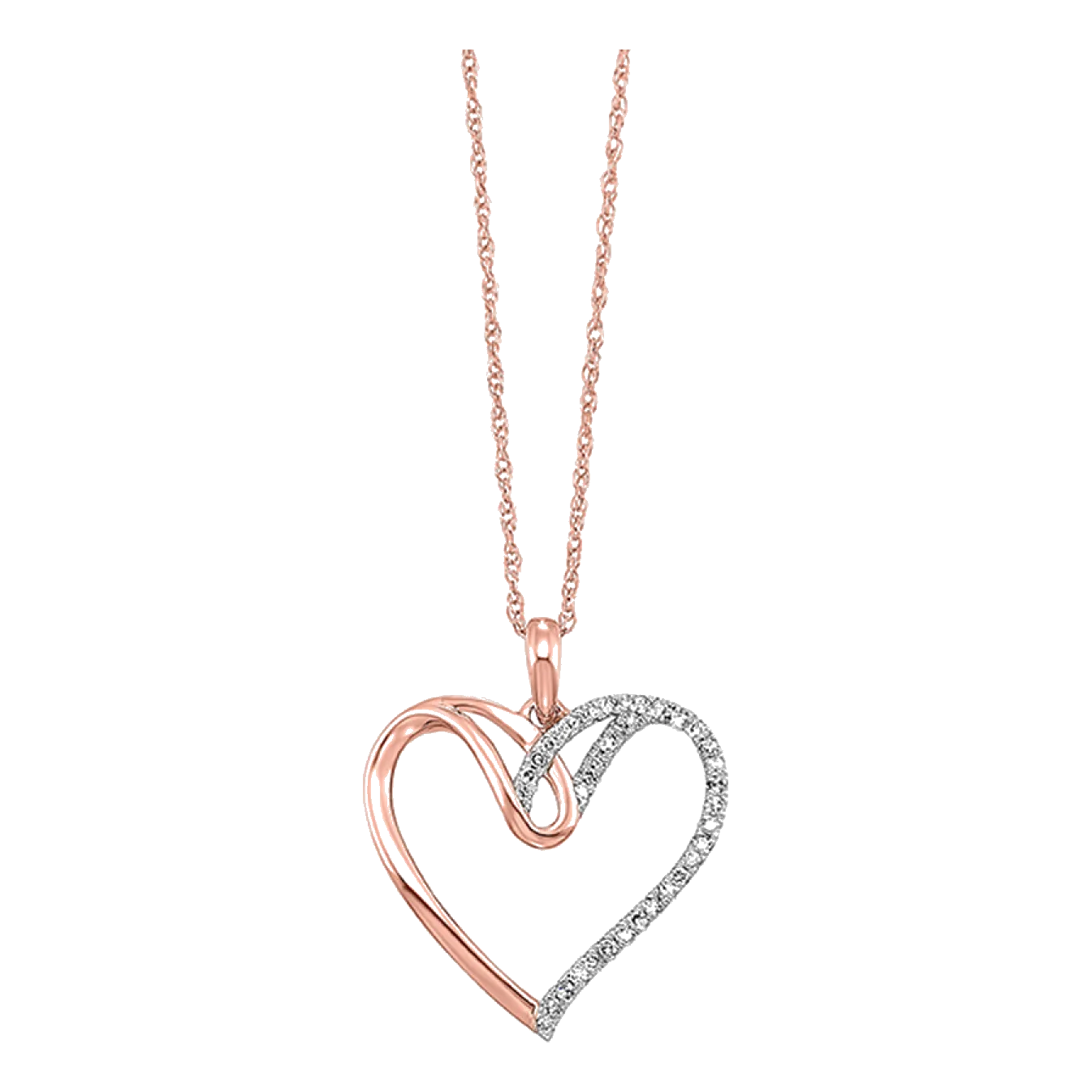 10Kt Rose Gold Diamond 1/10Ctw Heart Pendant