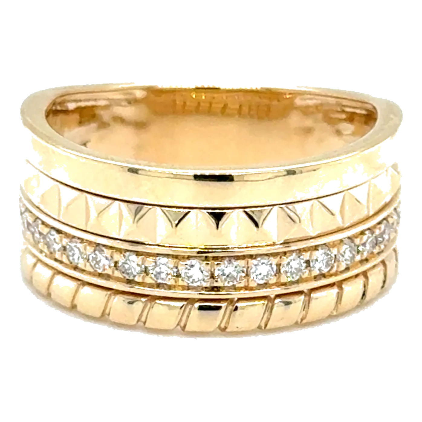 14Kt Yellow Gold Diamond 1/4Ctw Wide Wedding Band