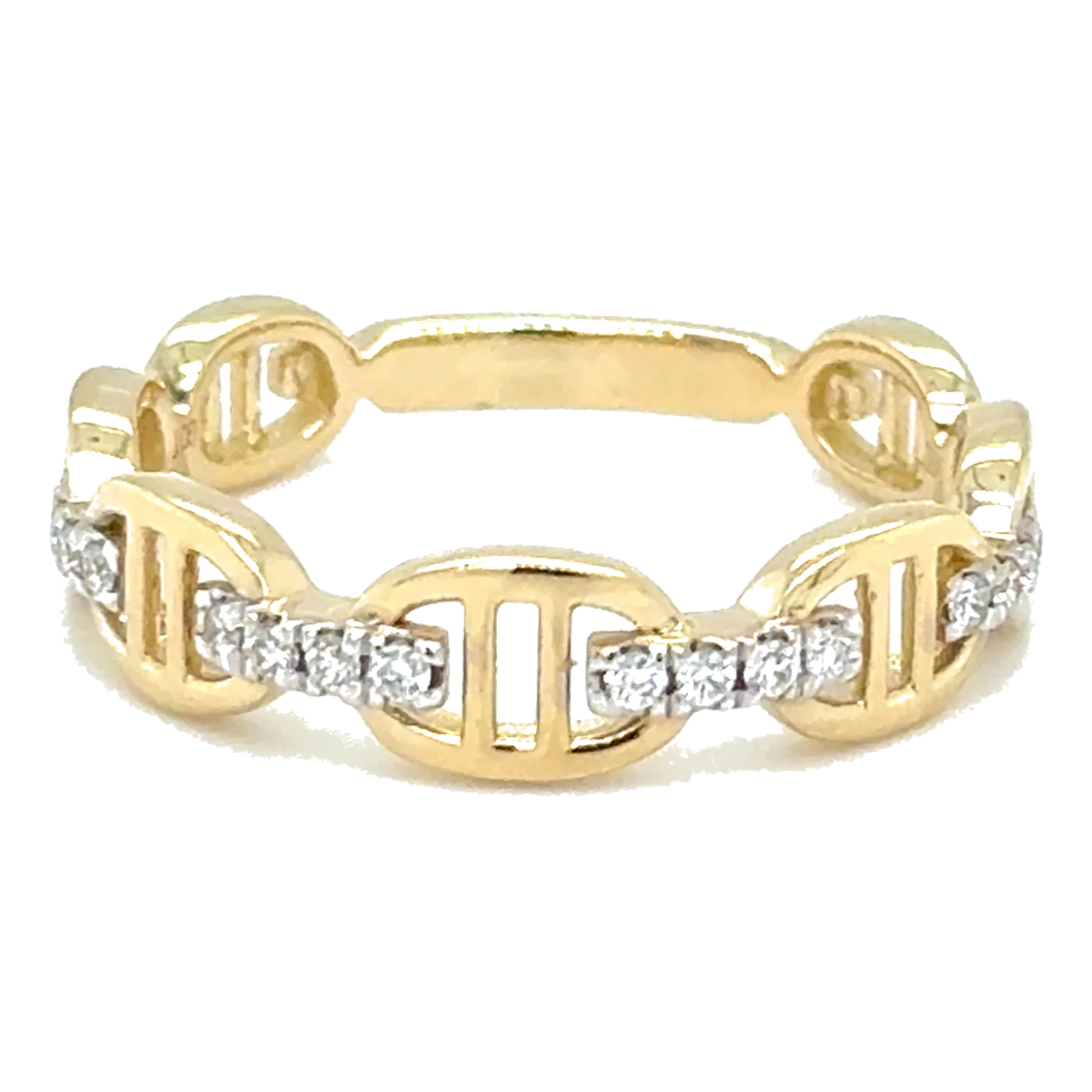 14Kt Yellow Gold Diamond 1/10Ctw Open Link Wedding Band