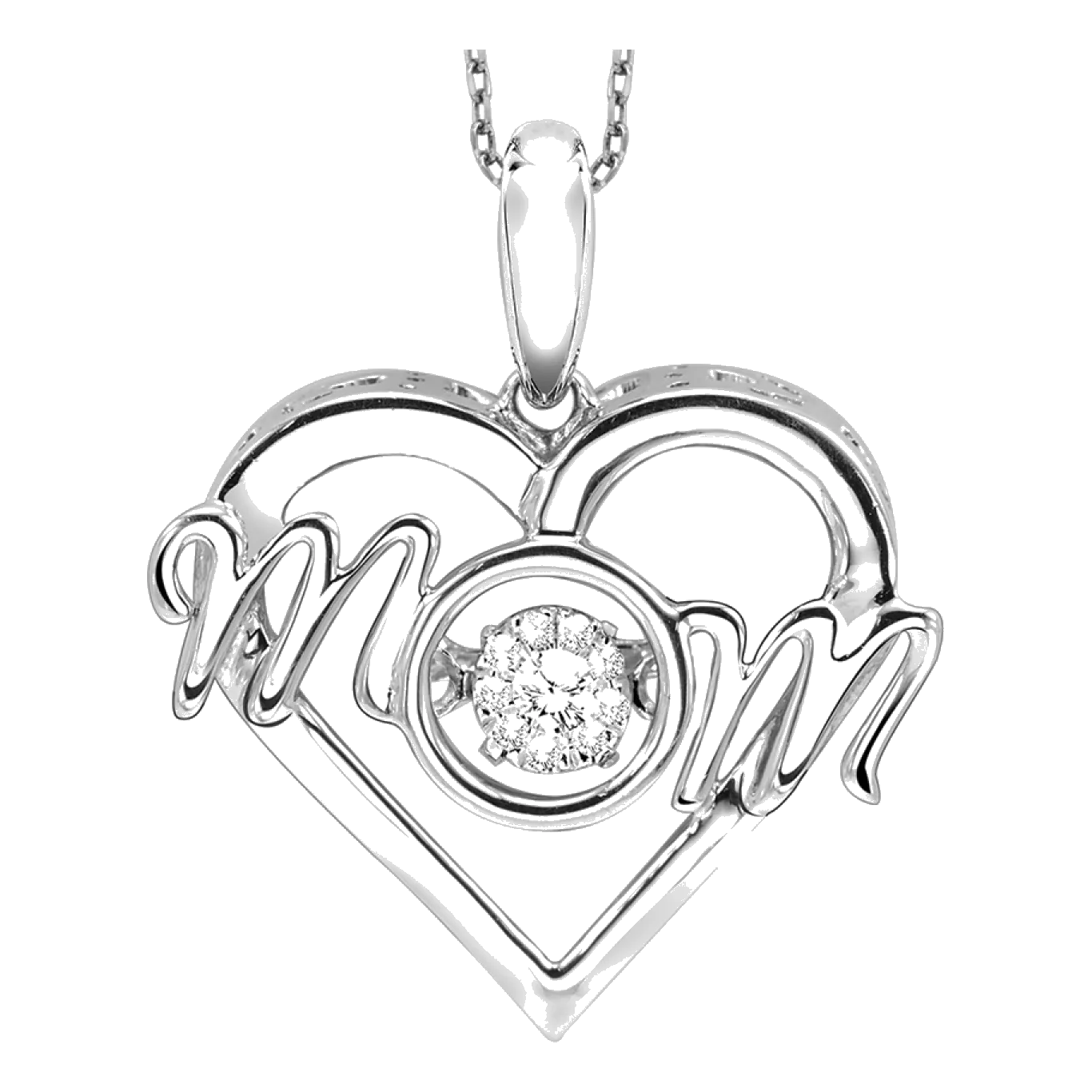 Sterling Silver Diamond 1/50Ctw Heart Pendant