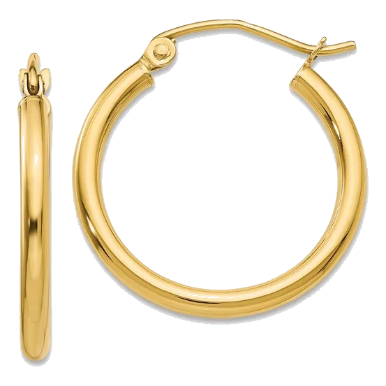 14k Polished Hoop Earrings 2x20