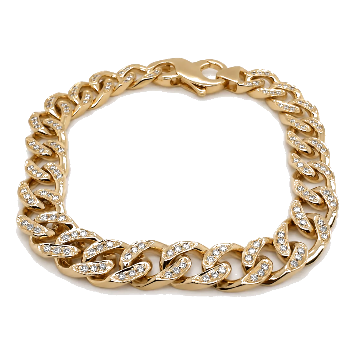14Kt Yellow Gold Diamond 1 1/3Ctw Curb Bracelet