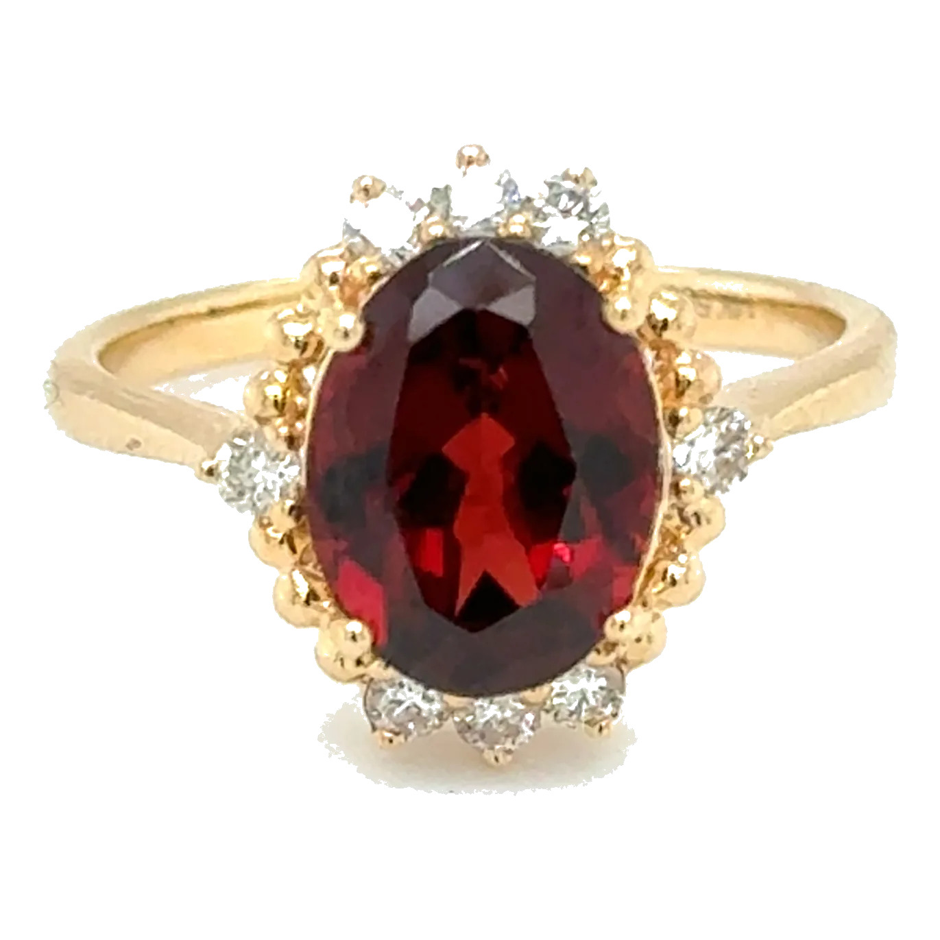 14Kt Yellow Gold Diamond 1/4Ctw & Garnet 2 7/8Ctw Fashion Ring